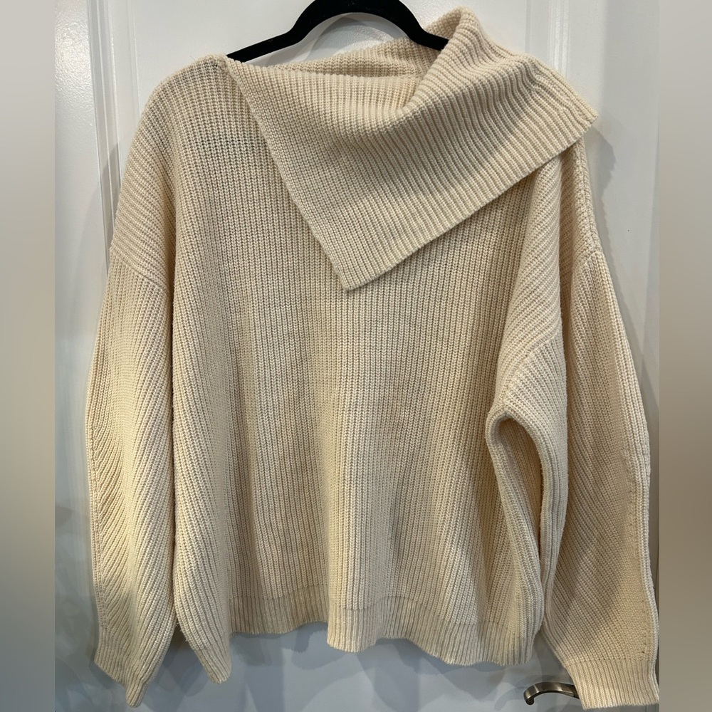Eloquii Ribbed Knit Cowl Neck Cream Sweater Women’s 18/20